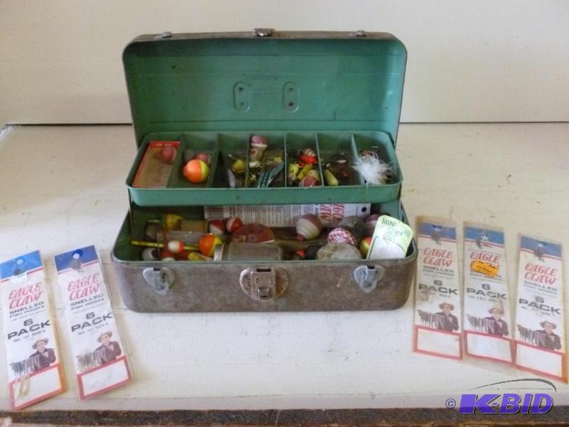 lot 145 image: Metal tackle box loaded up with various fishi...