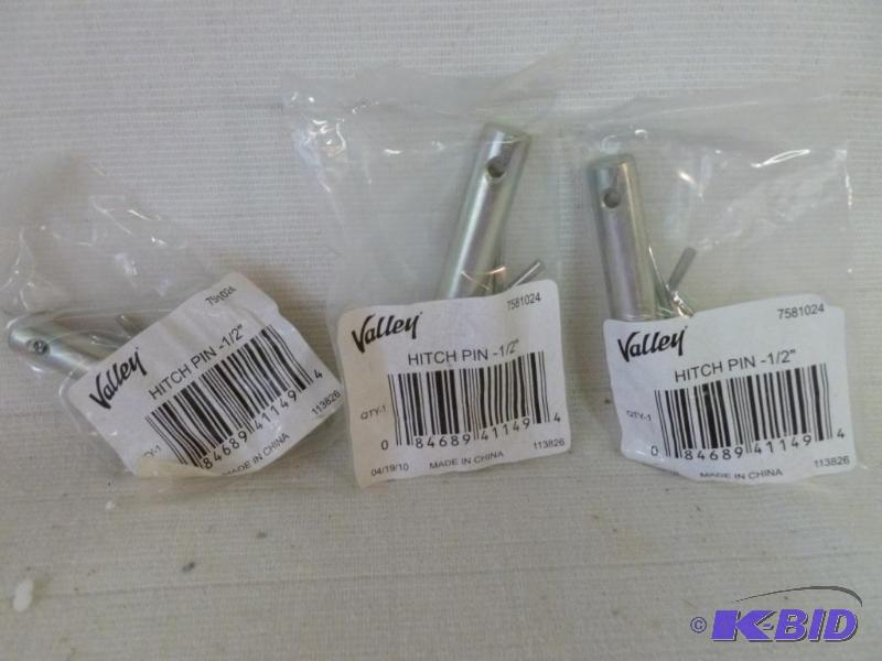 lot 187 image: Lot of three Valley 12" hitch pins, bra...