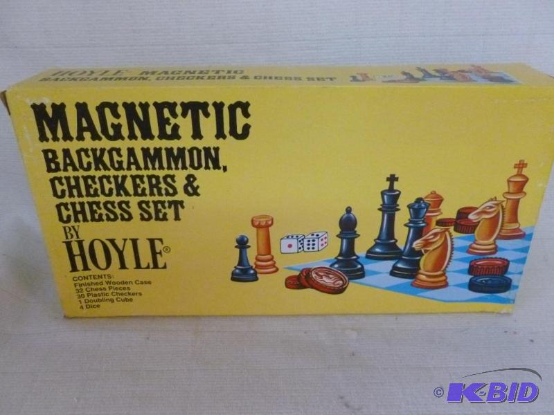 lot 200 image: Hoyle magnetic backgammon, checkers & che...