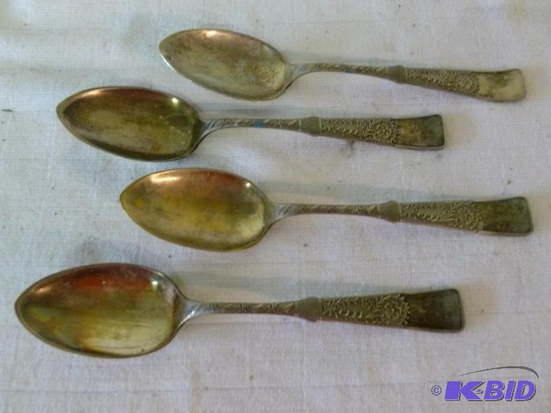 lot 227 image: Lot of four antique AMN Sterling Co. tablesp...