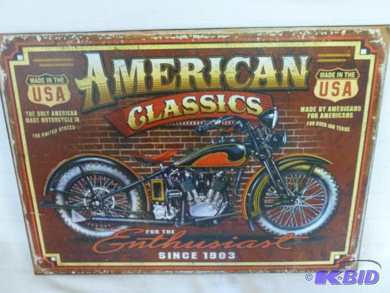 lot 25 image: American Classics heavy gage metal sign that ...