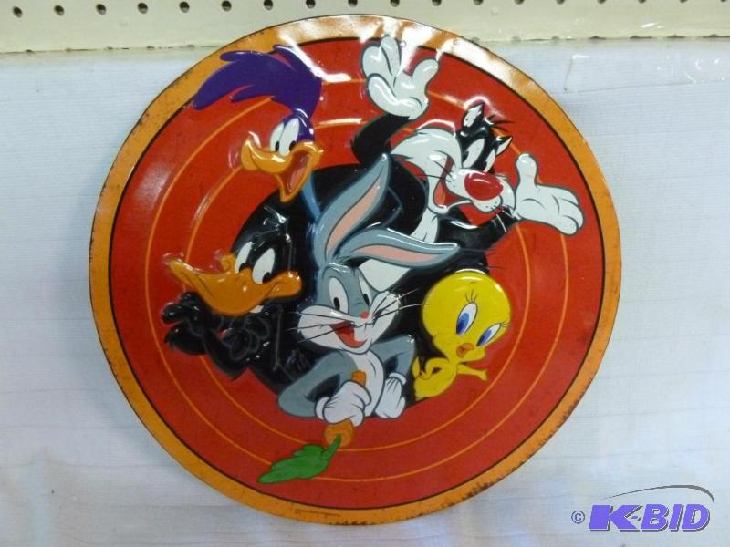 lot 34 image: Looney Tunes heavy gage embossed metal sign t...