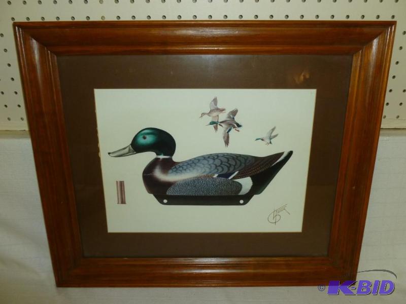 lot 53 image: Large Fisher - Duck wood framed and matted pr...