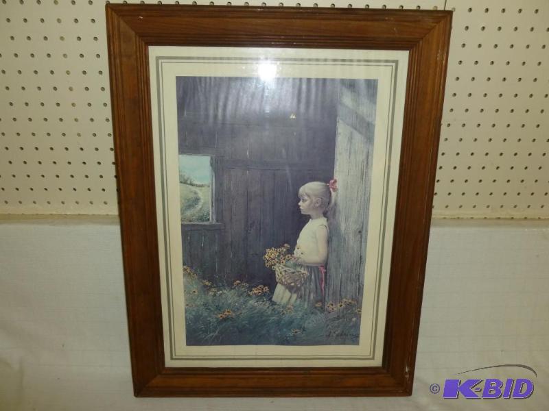 lot 55 image: Large A. Sehring - Picking Flowers wood frame...