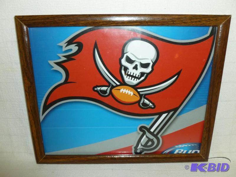 lot 58 image: Collectible Bud Light - wood framed NFL footb...