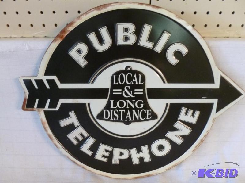 lot 7 image: Collectible Public Telephone heavy gage embos...