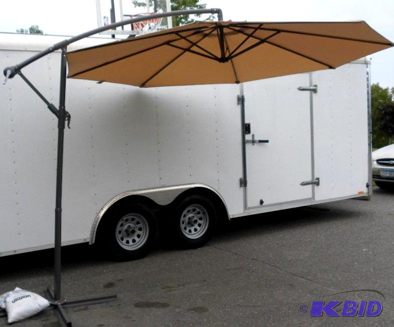 lot 10 image: 10 foot Cantilever Umbrella, khaki, self stan...
