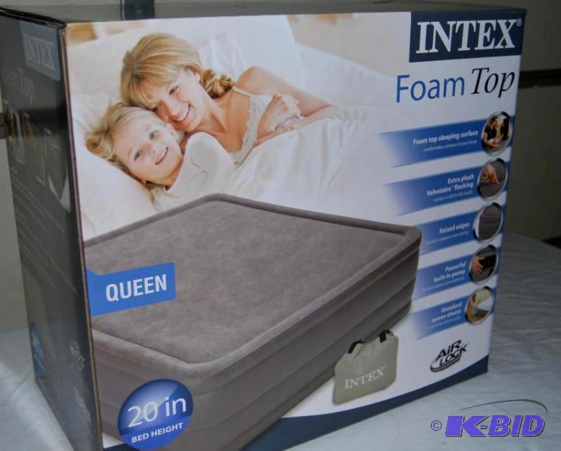 lot 17 image: Intex Queen Size Foam Top Air Bed, velvetaire...