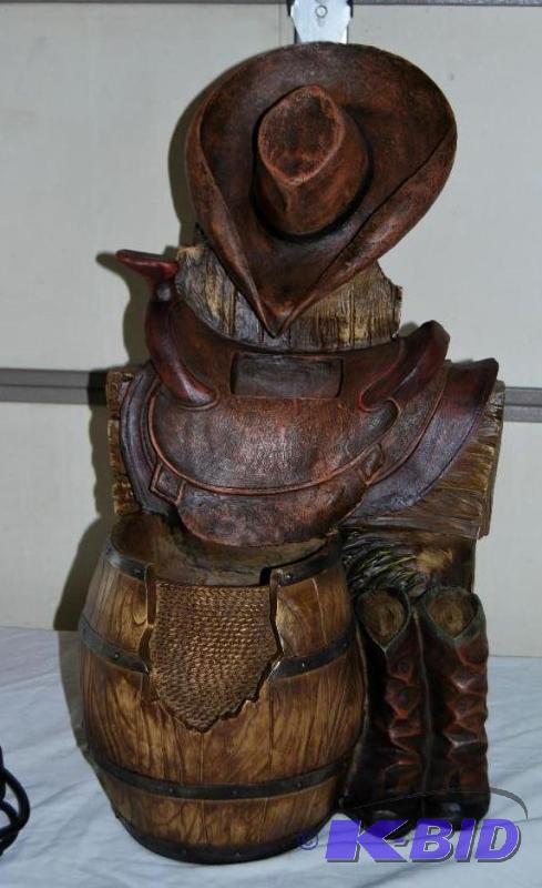 lot 29 image: Hand Crafted Cowboy Fountain, resin composite...