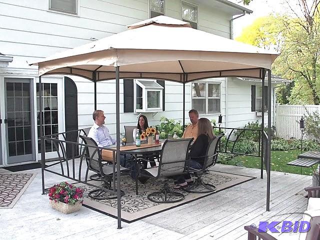 lot 5 image: 13 Hexagon Garden Gazebo with Netting, doubl...
