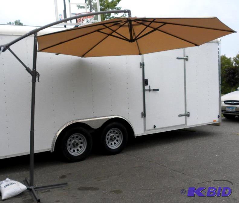lot 6 image: 10 foot Cantilever Umbrella, khaki, self stan...