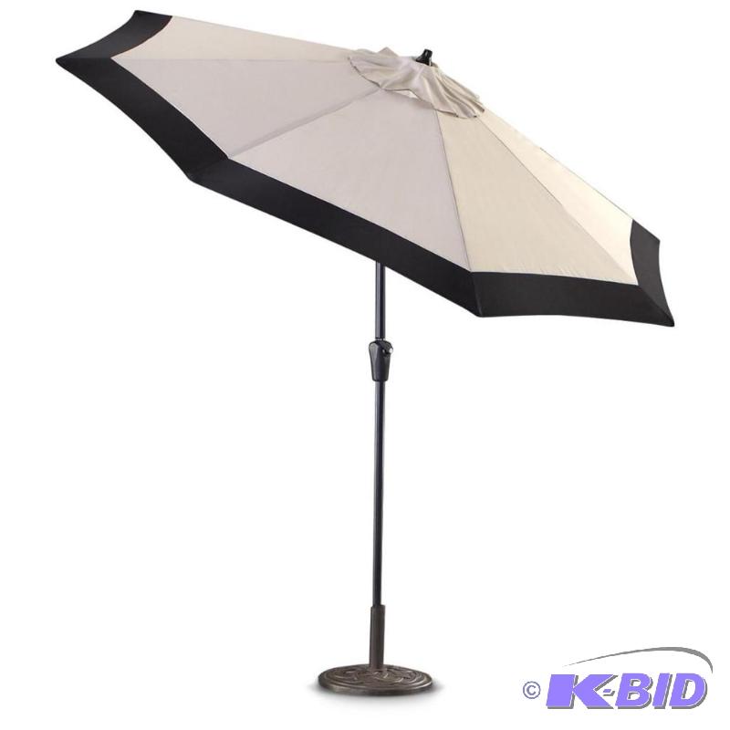 lot 63 image: 9 Deluxe Market Umbrella, khakiblack, 8 ste...