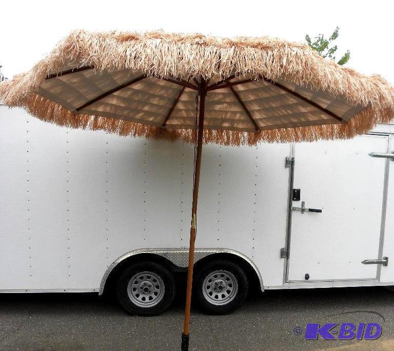 lot 72 image: 9 Thatched Tiki Umbrella, 1 12" diamet...