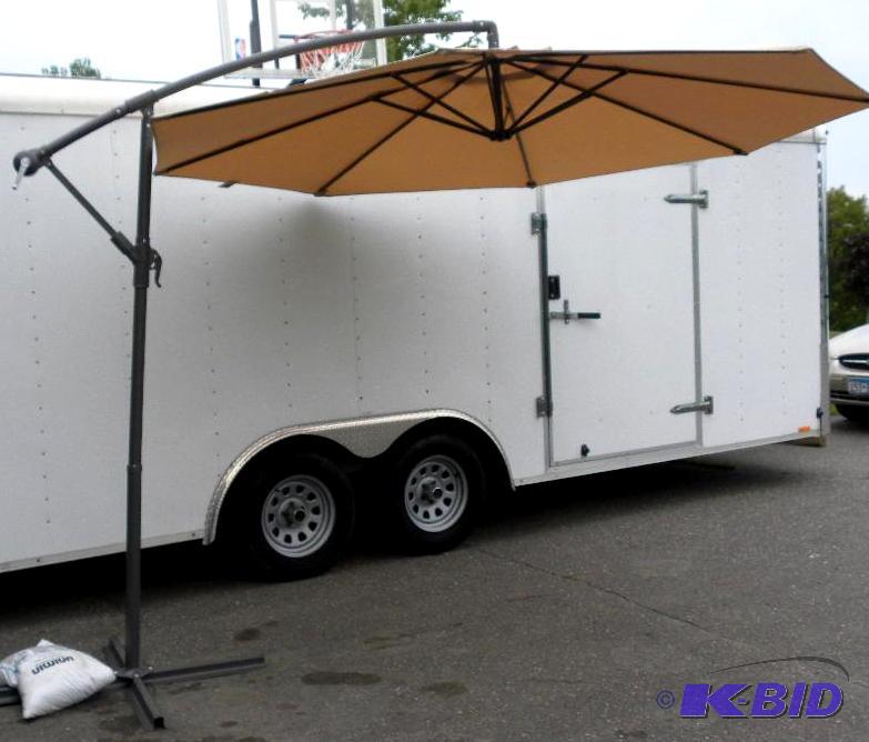 lot 9 image: 10 foot Cantilever Umbrella, khaki, self stan...