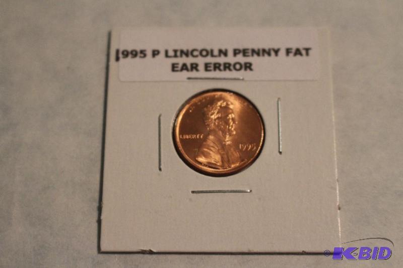 1995 P Lincoln Cent Fat Ear Error...