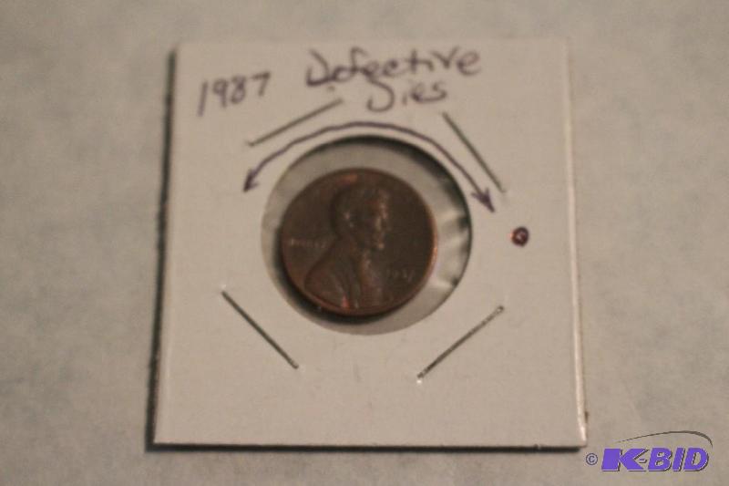 1987 P Lincoln Cent Defective Dies...