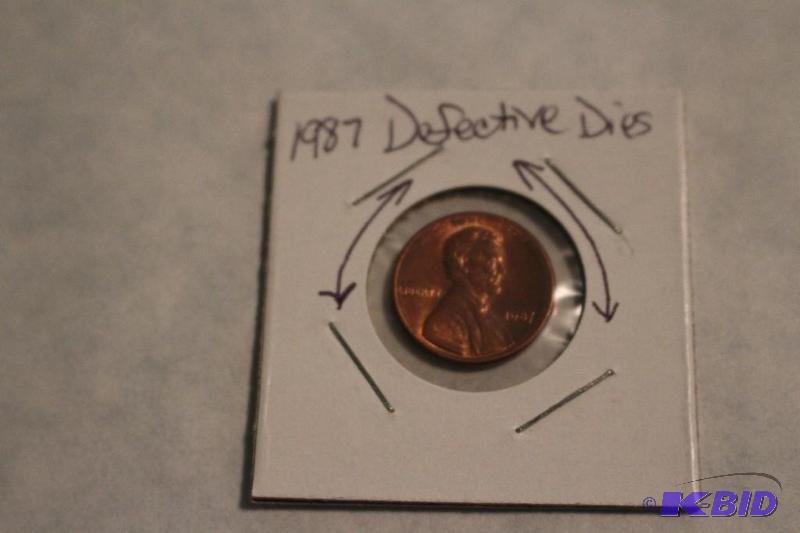 1987 P Lincoln Cent Defective Dies...