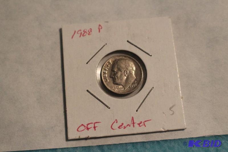 1988 P Roosevelt Dime Off Center...
