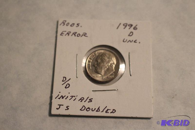 1996 D Roosevelt Dime Initials Js Doubled...