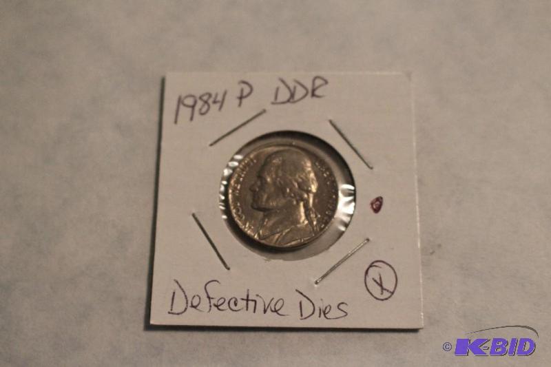 1984 P Jefferson Nickel Defective Dies...