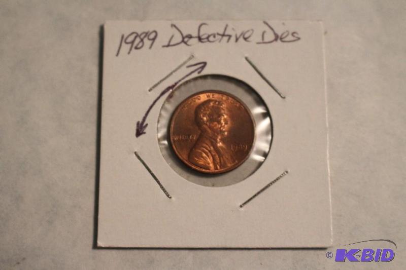 1989 P Lincoln Cent Defective Dies...