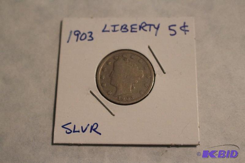1903 P Liberty V Nickel Variety 2 with Cents...