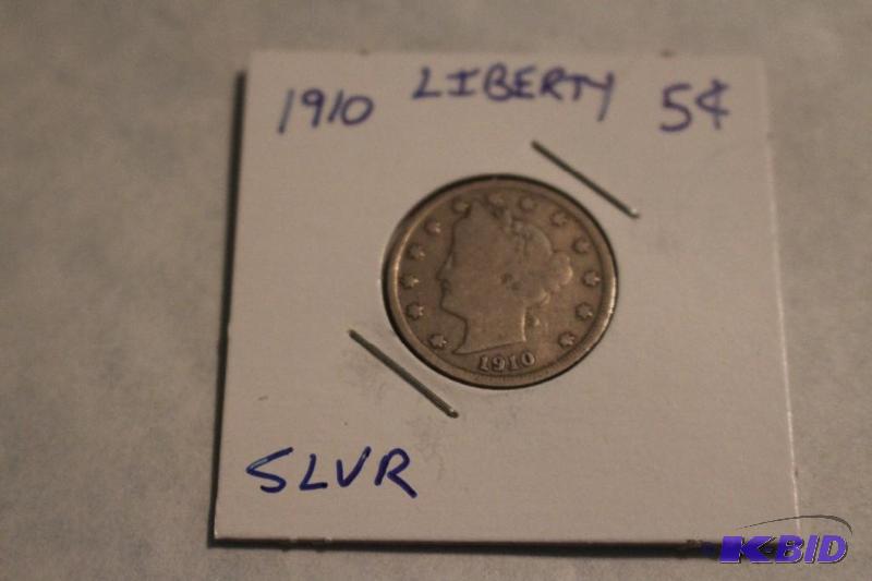 1910 P Liberty V Nickel Variety 2 with Cents...