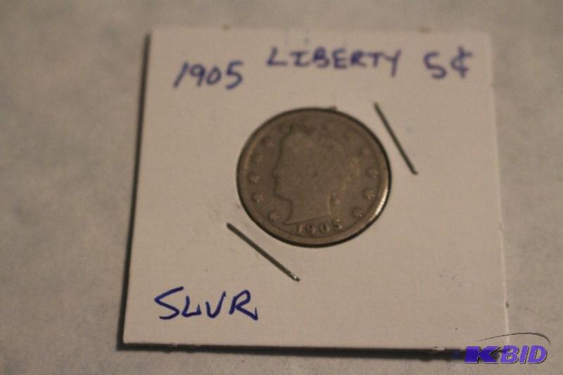 1905 P Liberty V Nickel Variety 2 with Cents...