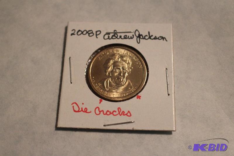 2008 P Andrew Jackson Dollar Die Cracks...