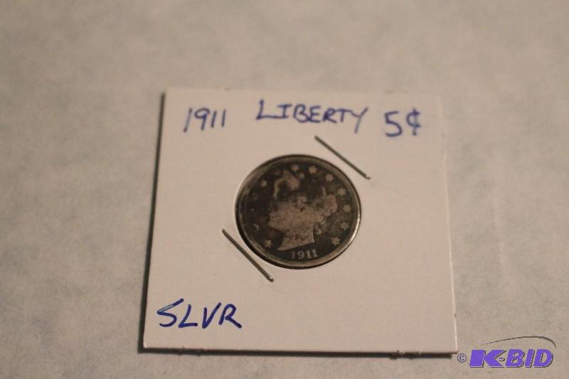 1911 P Liberty V Nickel Variety 2 with Cents...
