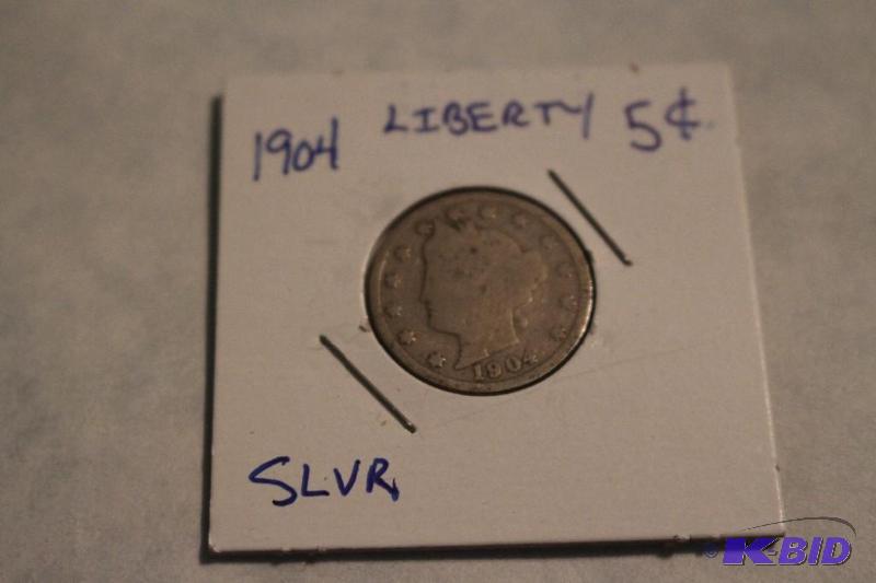 1904 P Liberty V Nickel Variety 2 with Cents...