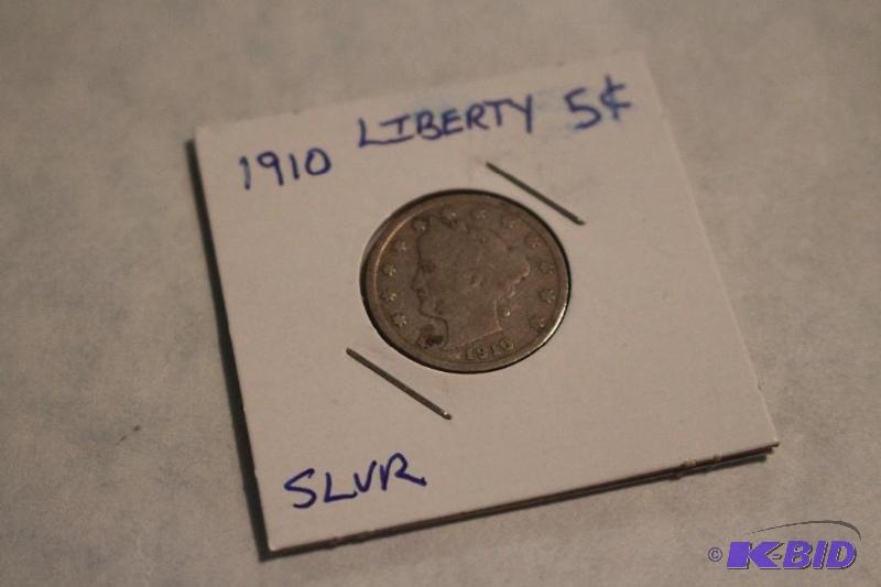 1910 P Liberty V Nickel Variety 2 with Cents...