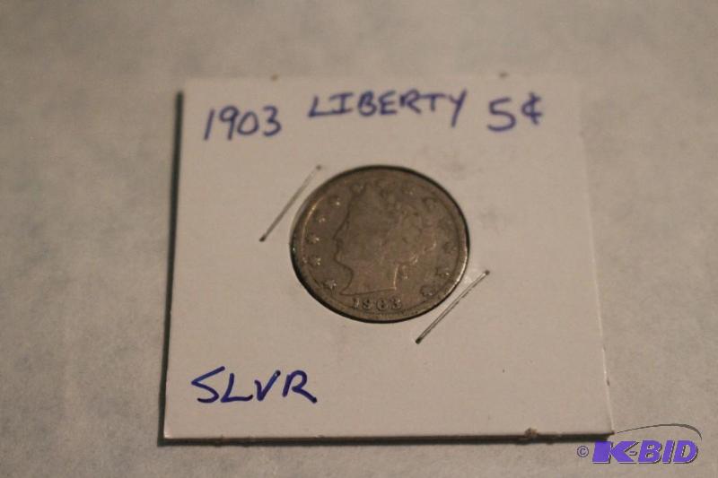 1903 P Liberty V Nickel Variety 2 with Cents...
