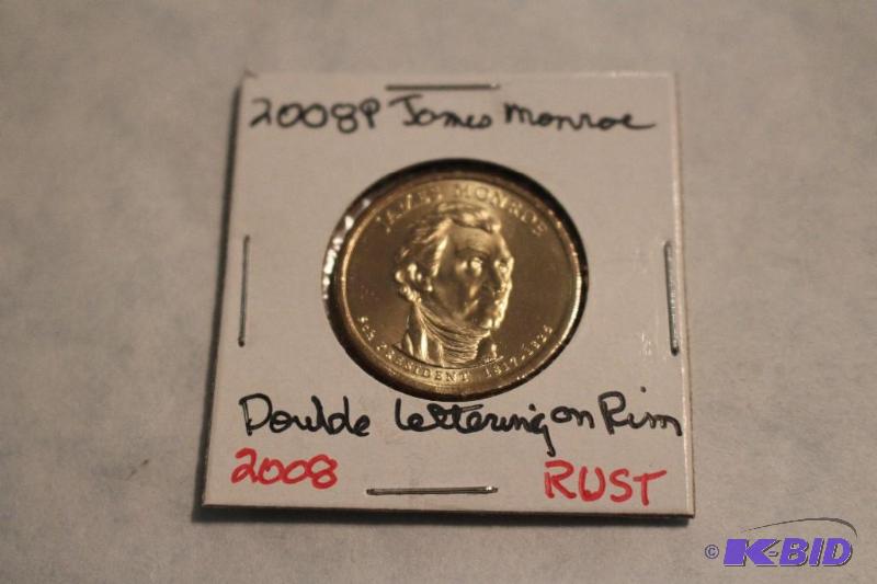 2008 P James Monroe Dollar Double Lettering o...