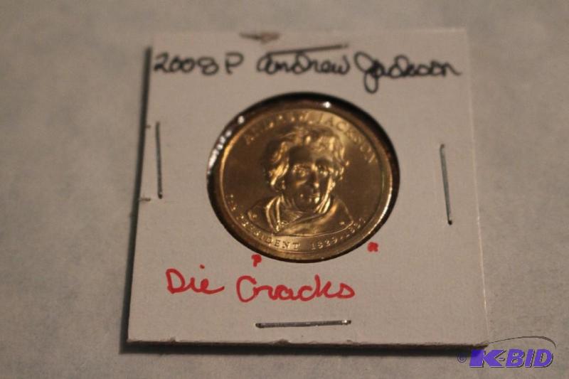 2008 P Andrew Jackson Dollar Die Cracks...