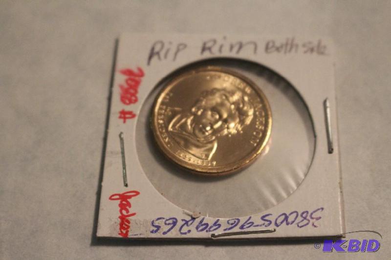 2008 P Andrew Jackson Dollar Rip Rim Both Sid...