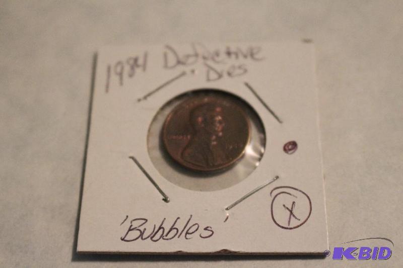 1984 P Lincoln Cent Defective Dies Bubbles...