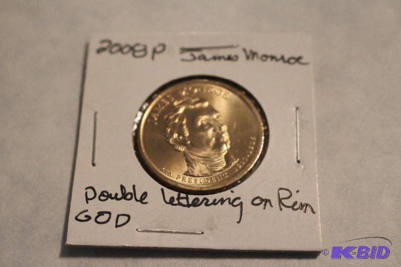 2008 P James Monroe Dollar Double Lettering O...