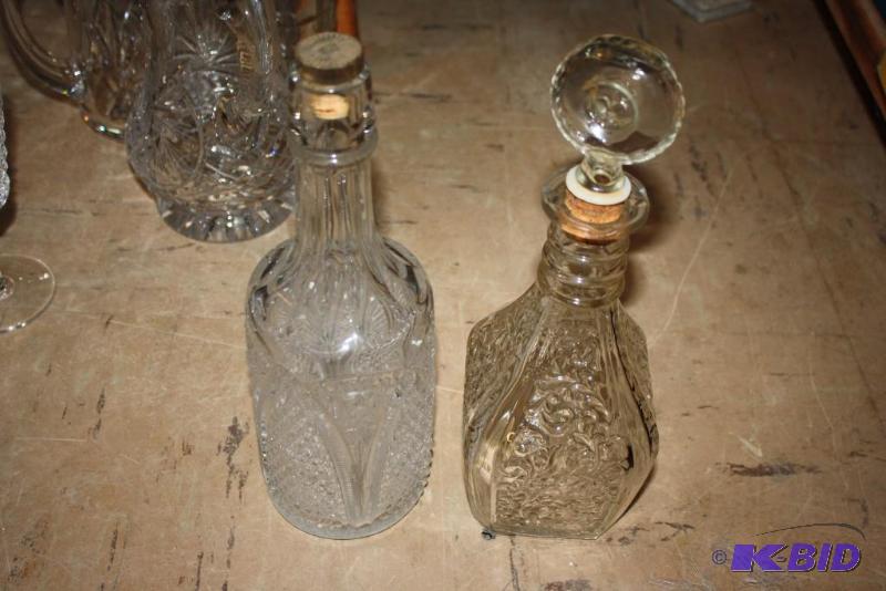 Lot of (2) Vintage Cut Glass Decanter with To...
