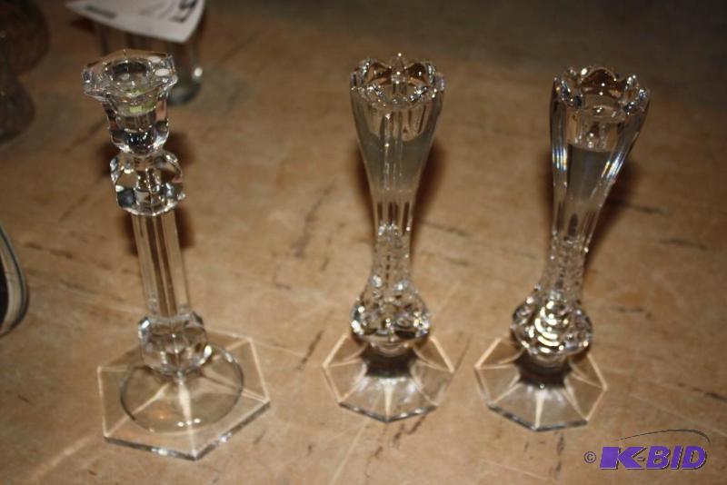 Lot of (3) Vintage Crystal Candlestick Holder...