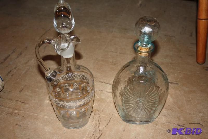 Lot of (2) Vintage Glass Decanters with Top....