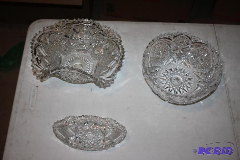Lot of (3) Including Vintage Pressed Cut Gla...