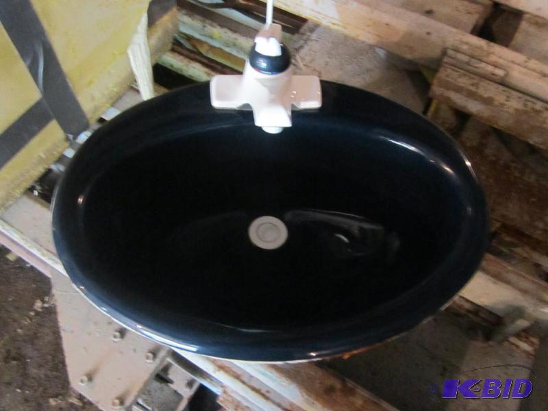 lot 26 image: Blue Oval Sink with Faucet