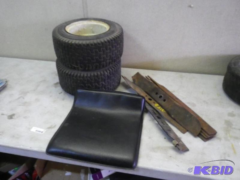 lawn mower tires, seat, blades...