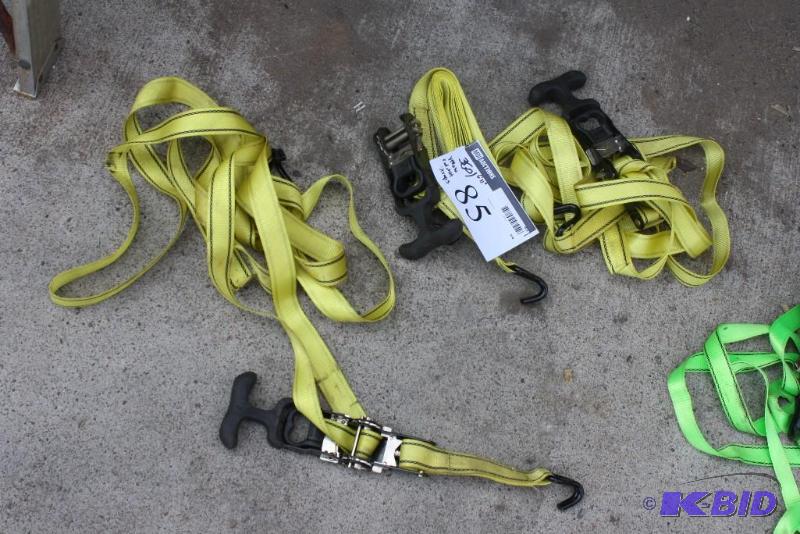 lot 85 image: Lot of (3) 6x1" Yellow Ratchet Straps...