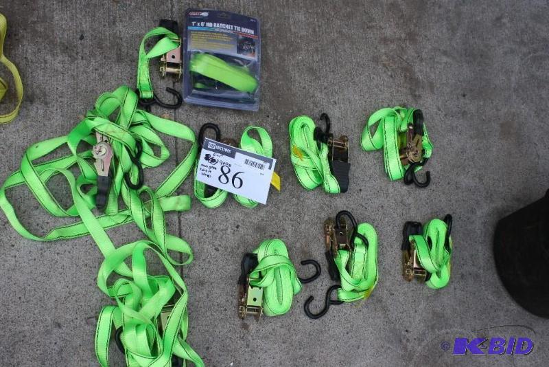 lot 86 image: Lot of (9) 6x1" Neon Green Ratchet Stra...