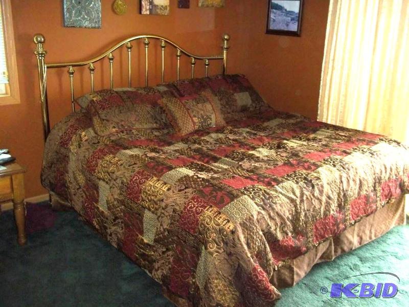 King size Brass headboard with frame and Comf...