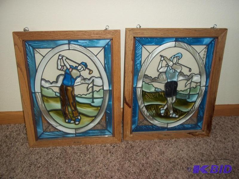 2 - Golf Stain glass Decor frames 13&quot x ...