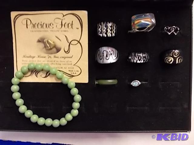 Lot Of 8-Assorted Rings, 1-Bead Bracelet, 1-P...