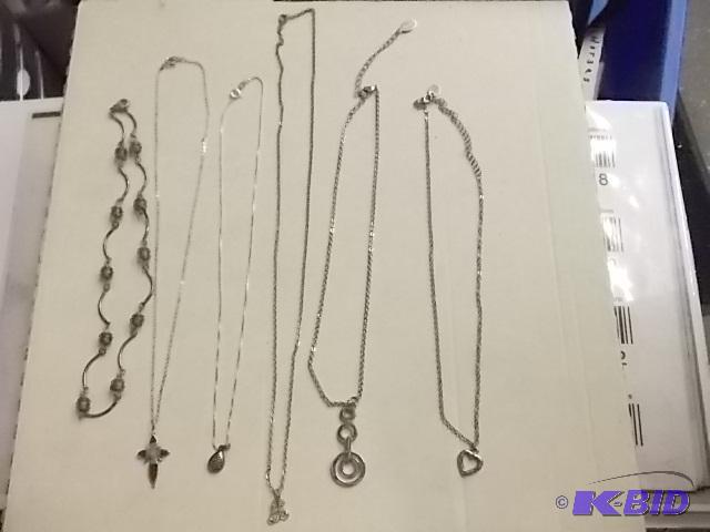 6-Assorted Silvertone&nbspChains &amp Charm...